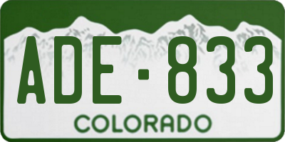 CO license plate ADE833