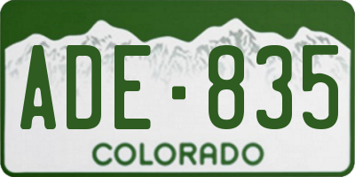 CO license plate ADE835