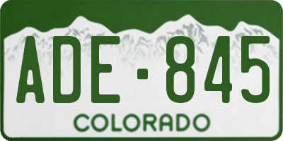 CO license plate ADE845