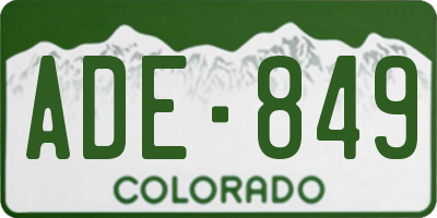 CO license plate ADE849