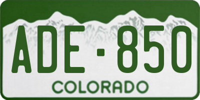 CO license plate ADE850