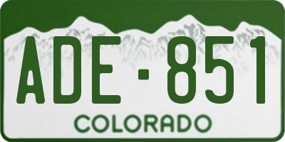 CO license plate ADE851