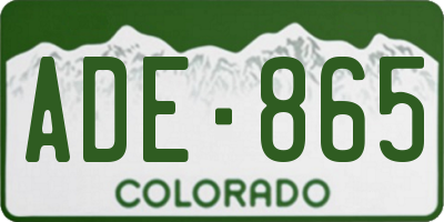 CO license plate ADE865