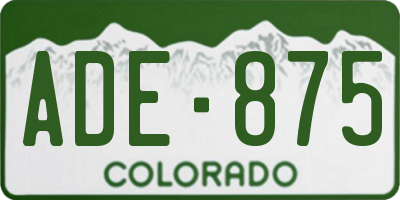 CO license plate ADE875