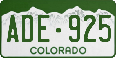CO license plate ADE925