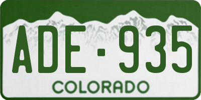 CO license plate ADE935