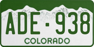 CO license plate ADE938