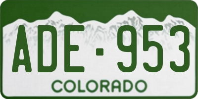 CO license plate ADE953