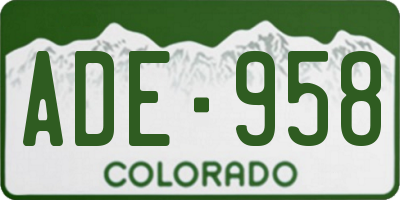 CO license plate ADE958