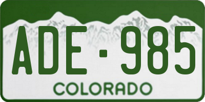 CO license plate ADE985