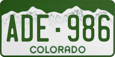 CO license plate ADE986