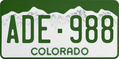 CO license plate ADE988
