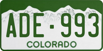 CO license plate ADE993