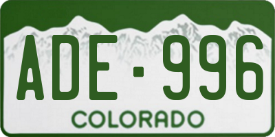CO license plate ADE996
