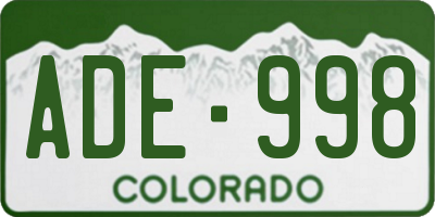 CO license plate ADE998
