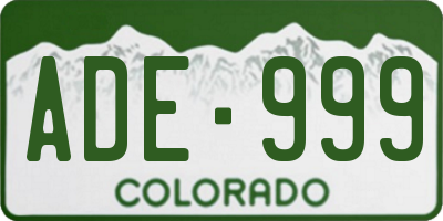 CO license plate ADE999
