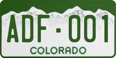 CO license plate ADF001