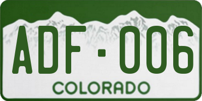CO license plate ADF006