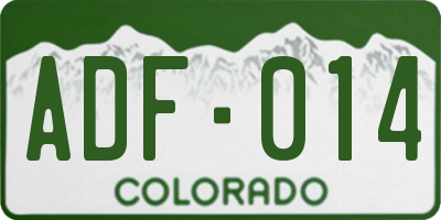 CO license plate ADF014