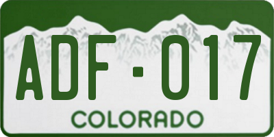 CO license plate ADF017
