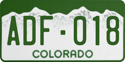 CO license plate ADF018