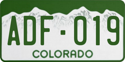 CO license plate ADF019