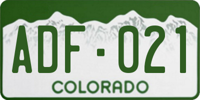 CO license plate ADF021