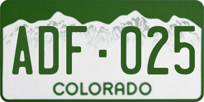 CO license plate ADF025