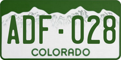 CO license plate ADF028