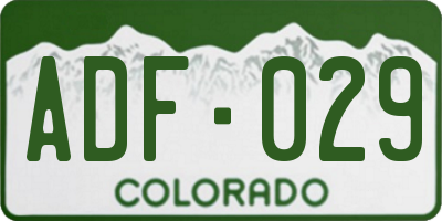 CO license plate ADF029