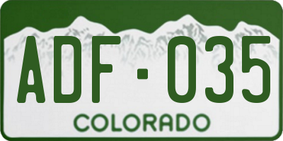 CO license plate ADF035