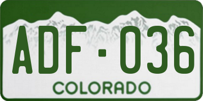 CO license plate ADF036
