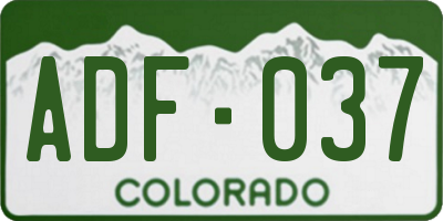 CO license plate ADF037