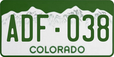 CO license plate ADF038