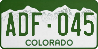 CO license plate ADF045