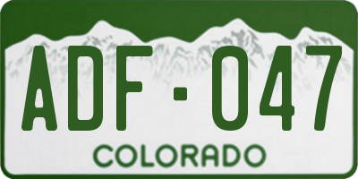 CO license plate ADF047