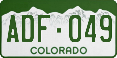 CO license plate ADF049