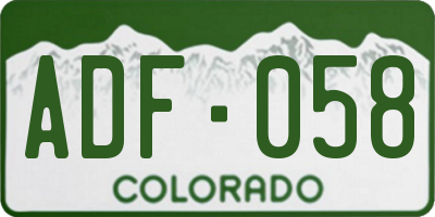 CO license plate ADF058