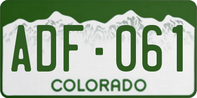 CO license plate ADF061