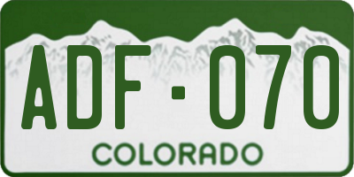 CO license plate ADF070