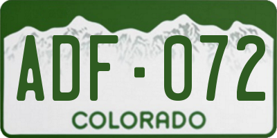 CO license plate ADF072