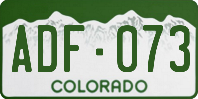CO license plate ADF073