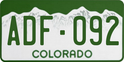 CO license plate ADF092