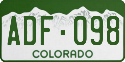 CO license plate ADF098