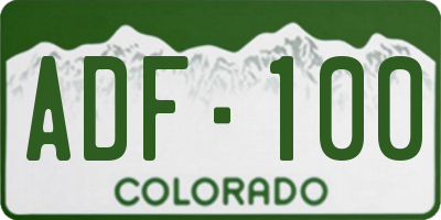 CO license plate ADF100