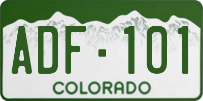 CO license plate ADF101