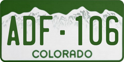 CO license plate ADF106