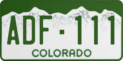 CO license plate ADF111