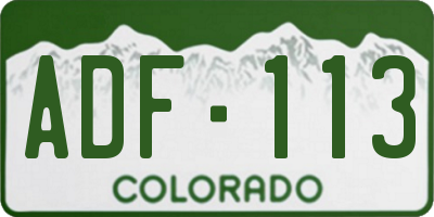 CO license plate ADF113
