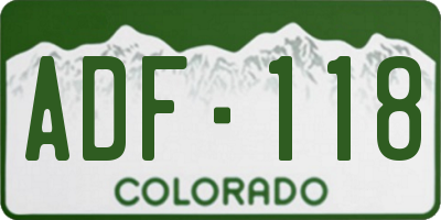 CO license plate ADF118